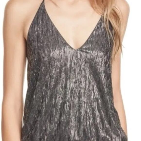 Alice + Olivia Fern metallic jersey halter neck top L - Picture 2 of 12